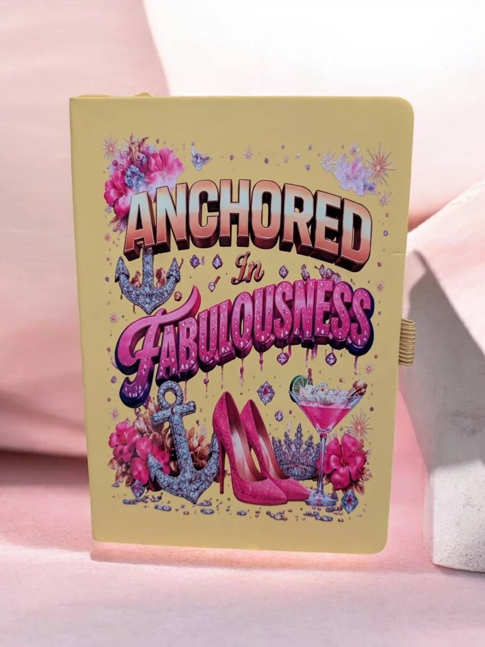 Anchored in Fabulousness Yellow Notebook with Pink Design